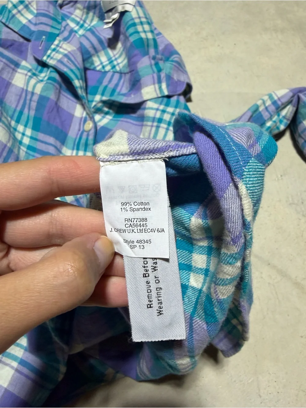 J. Crew boy style Plaid Button-Up Long-Sleeve Shirt in Purple & Blue 4